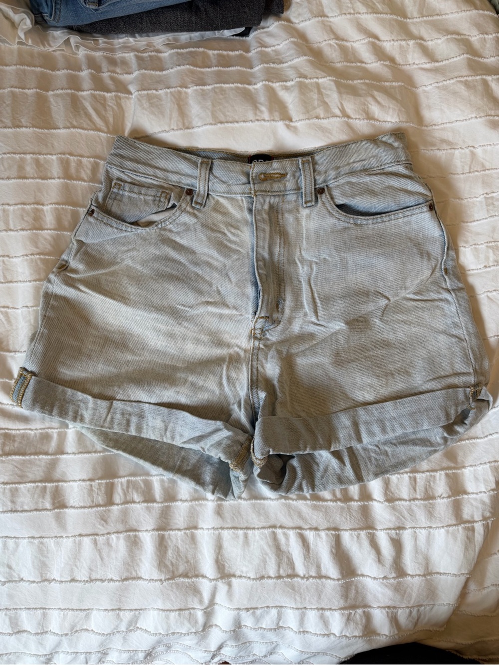 BDG Light Blue Cuffed Denim Shorts